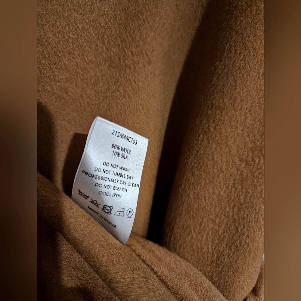 NWT Button Up Collar Silk Wool Blend Coat (Bronze) - Silk Maison - Picture 12 of 14